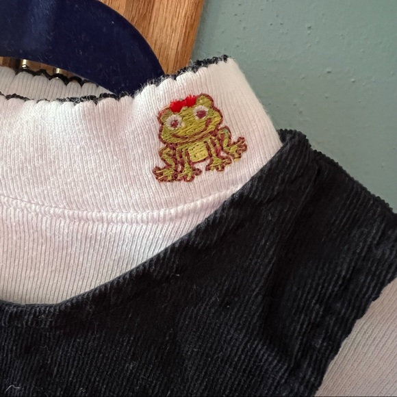Vintage Bonnie Baby Frog Dress Set Size 24M Plaid Bow Preppy Mock Turtleneck - Picture 2 of 16